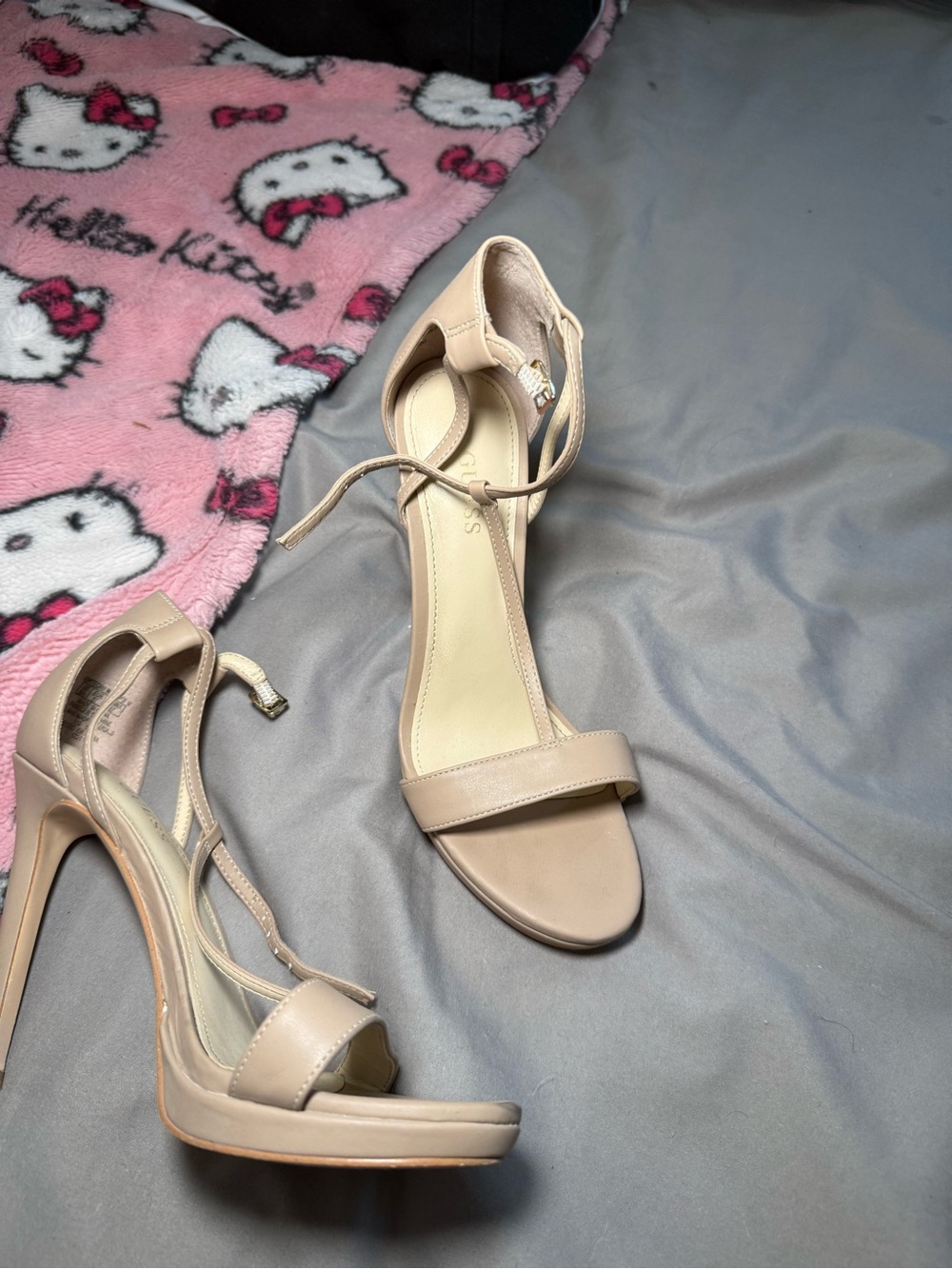 Guess Beige Ankle-Strap High Heel Sandals